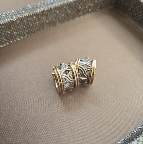 Vintage 14k Gold Two-Tone Hoop Earrings